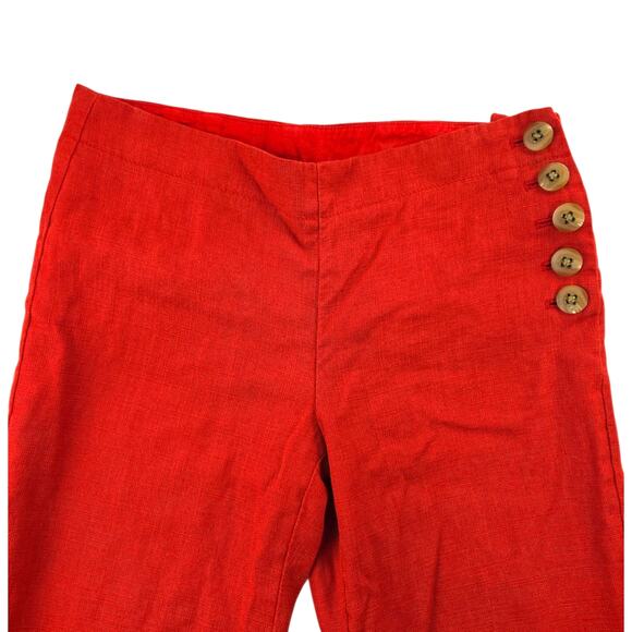 Elevenses by Anthropologie | Red/Orange Edisto Linen Blend Pants | Size 4 - Picture 3 of 7